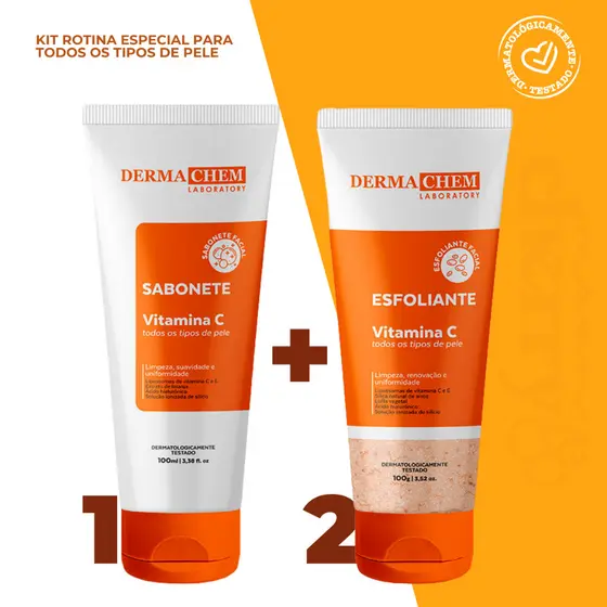 Kit Skincare Vitamina C Sabonete + Esfoliante Clareador Dermachem