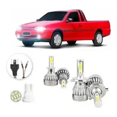 Lâmpadas Ultra Led Volkswagen Saveiro G2 20000lm Alto Baixo e Milha + Pingo Led
