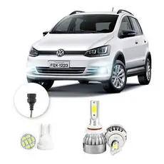Lâmpadas Ultra Led Volkswagen Fox 20000lm Alto Baixo e Milha + Pingo Led