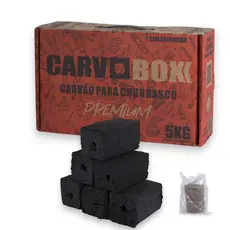 Carvão Briquete Premium 5kg Carvoboxx Sem Fumaça + Acendedor | Alta Performance e Queima Longa