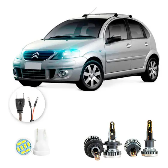 Kit Ultra Led Nano Citroen C3 Xtr 2009 A 2012 H1 H7 30000lm