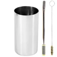 Kit Bomba e Copo de Terere Redondo 19cm Aço Inox Lisa Gold Bojo Mola
