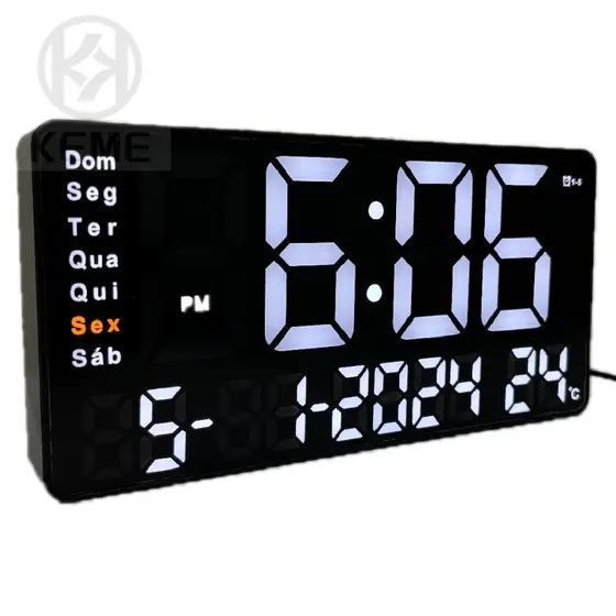 Relógio Digital LED De Parede E Mesa Calendário Alarme Data Temperatura LE-2167