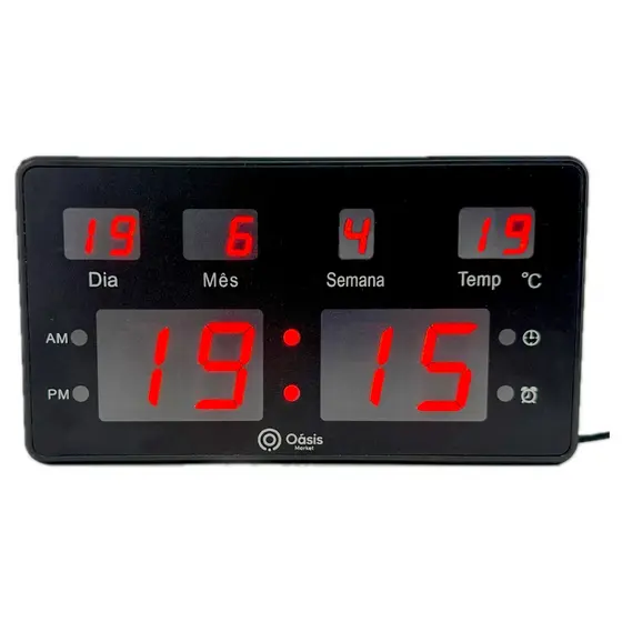 Relógio Parede Mesa Led Digital Calendário Termômetro LE2115