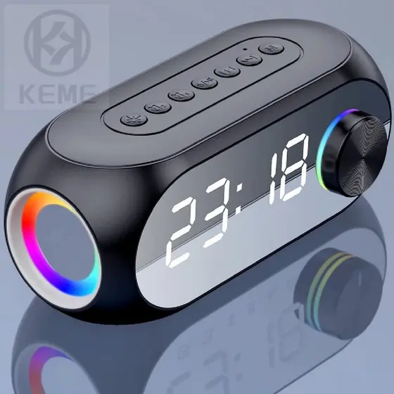 Radio Relógio Tela Espelho Dimmer LED Bluetooth Mini Duplo Alarme USB Fm Portátil AL-8353