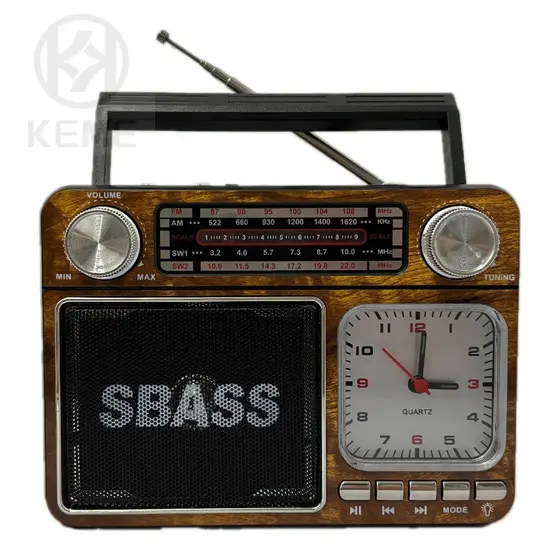 caixinha de som rádio relógio retro bluetooth vintage fm am sw usb portátil AD135