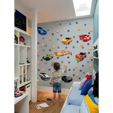 Kit 75 Adesivos de Parede Carros Hot Wheels - Papel de parede adesivo decoração quarto de menino