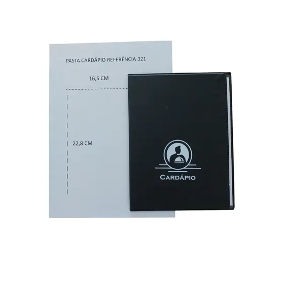 Kit 8 Pastas cardápio com 2 bolsas fixas em PVC  (160x225x10mm)bolsa (160x217mm)