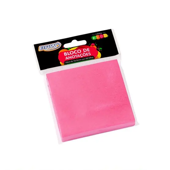 Bloco Adesivo 76x76mm - Rosa Neon - c/100 folhas