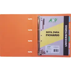 Fichário Caderno Argolado Sweet PP, 4 argolas. bloco de 96 folhas e 6 divisórias -Laranja