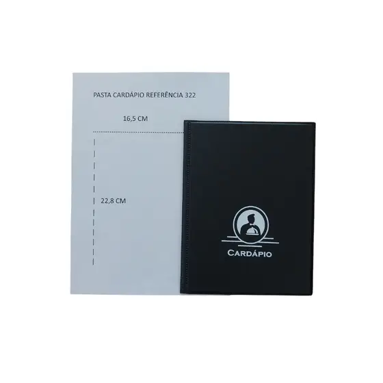 2 Cardápio com 4 bolsas p/6 folhas (15,5 x 21,3 cm)