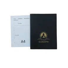 Pasta Cardápio Luxo A4 c/10 bolsas p/20 folhas c/4 paraf.
