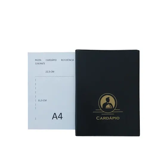 2 Pastas Cardápio Luxo A4 c/5 bolsas (030 micras) p/10 folhas c/4 paraf.
