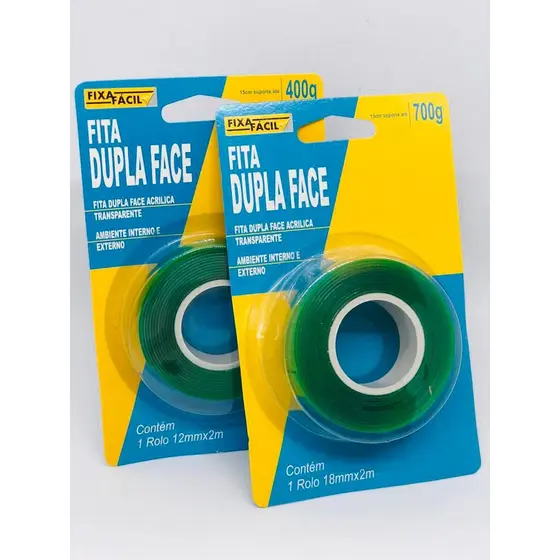 Fita dupla face acrílica transp. 12mm x 2 mt