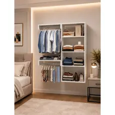 Cabideiro de Parede Branco Closet Aberto Arara Suspensa