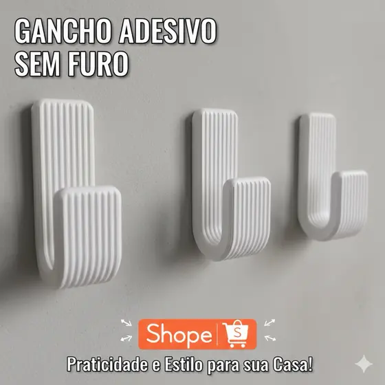 Ganchos Adesivos Fortes para Parede Suporte KIT Resistente para Toalhas de Banheiro e Cozinha sem furo
