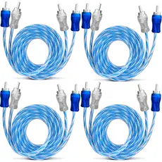 Kit 4 Cabo RCA 1 Metro Dupla Blindagem Injetado 4mm Azul