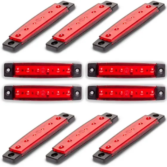 Kit 10 Sinalizador Lanterna Delimitadora Lateral 6 leds 12V 24V Alto Brilho Universal