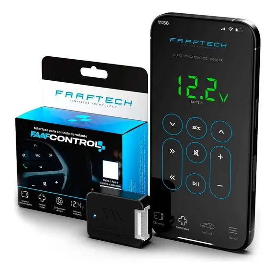 Interface Comando de Volante com Controle a Distância e Voltímetro Faafcontrol