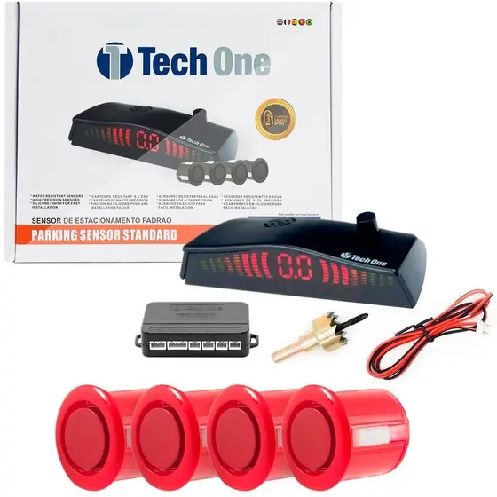 Sensor Estacionamento 4 Pontos Vermelho Display Led Sinal Sonoro