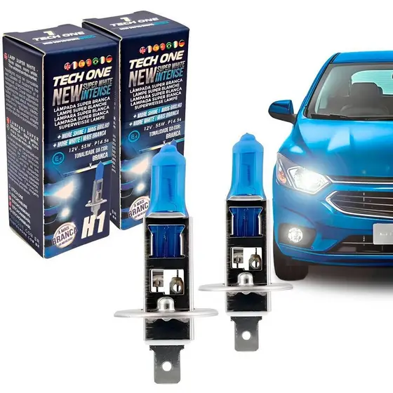 Par Lampada Super Branca H1 8500k Tipo Xenon 12v 55w Techone