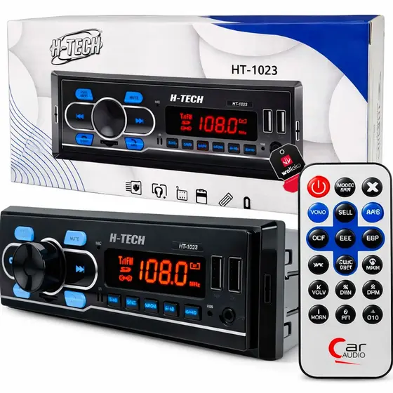Auto Rádio Mp3 Bluetooth USB Charger SD AUX RCA 1Din Universal
