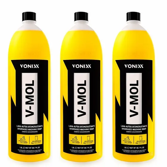Kit 3 Produto Para Lavar Carro Moto Shampoo Vonixx V-Mol 1,5L