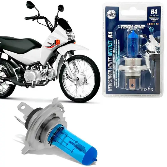 Lâmpada Moto H4 Super Branca 8500k 35W 12V Pop 110 até 2026