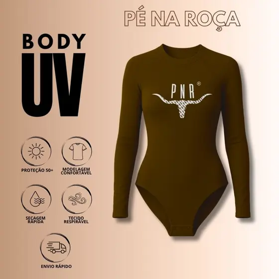 Pé na Roça Cia Country Body UV manga longa com proteção solar várias cores cavalgada rodeiosPNR804