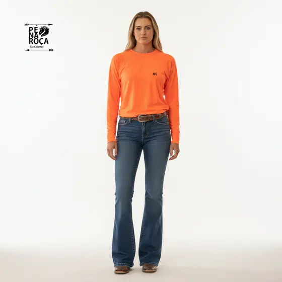 Pé na Roça Cia Country BLUSA Uv manga longa com proteção solar Logo Pé na Roça nas costas