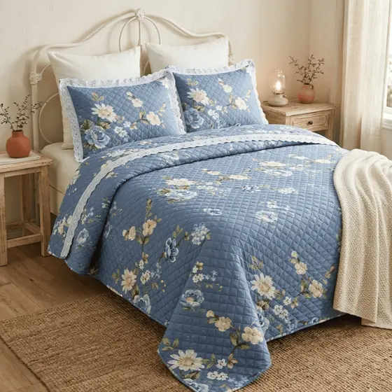 Cobre Leito Queen Ultrassonico 3 Peças Floral Premium Varias Estampas