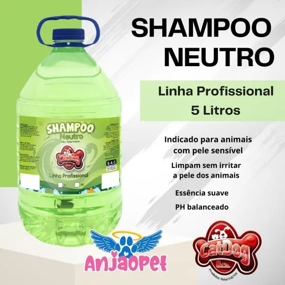 Shampoo Pet Cães e Gatos Neutro 5 Litros Catdog Pet Shop Banho e Tosa
