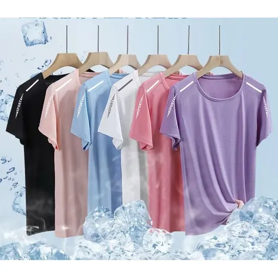 KIT 1-3 Camisetas Femininas Esportivas de Manga Curta com Secagem Rápida, Tops para Treino para Academia, Yoga, Corrida