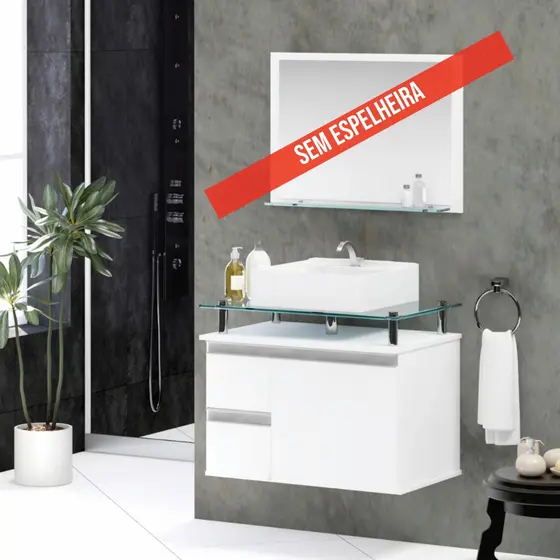 Conjunto Diamante MDF gabinete de banheiro com pia SEM espelheira 60cm