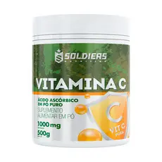 Vitamina "C" em Pó Ácido Ascórbico 500g 100% Puro Importado Soldiers Nutrition multivitamínico Completo Saúde @Imunidade