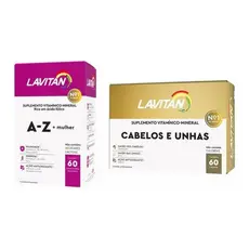 Kit Mulher Lavitan A-z Mulher 60 Comp + Cabelos E Unhas 60 Comp Sabor Original