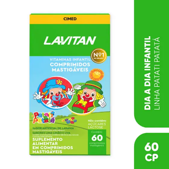 Lavitan A-Z Kids Vitamina Infantil Imunidade Patati Patata Mix De Sabores Cimed 60 CPR Mastigaveis @