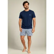 Pijama Masculino Manga Curta Algodão –Marinho / Listrado Marinho