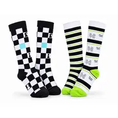 Kit 2 Pares de Meia 3/4 Cano Alto Infantil para Menino Colorido Xadrez Skate