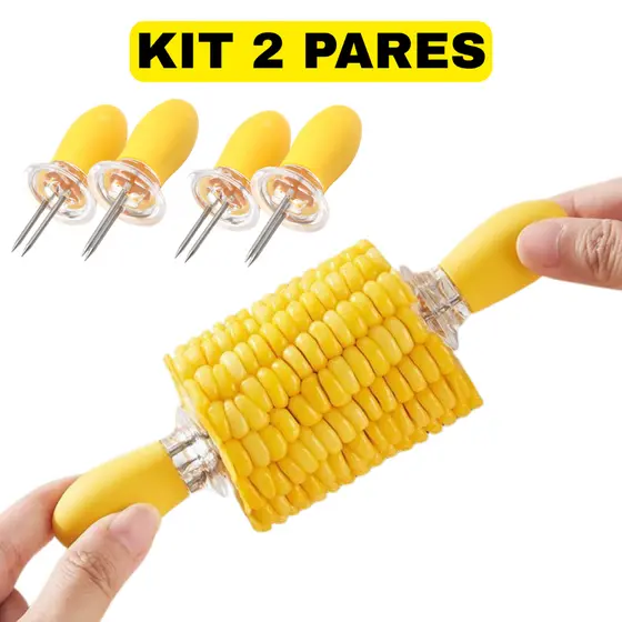 Garfinho para Espeto Petisco Espiga de Milho Aço Inox Kit 2 Pares