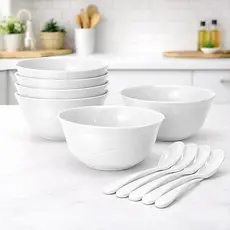 Kit Sobremesa com Cumbuca 300ml e Colher – 6 ou 12 Peças - Tigela para Sorvete