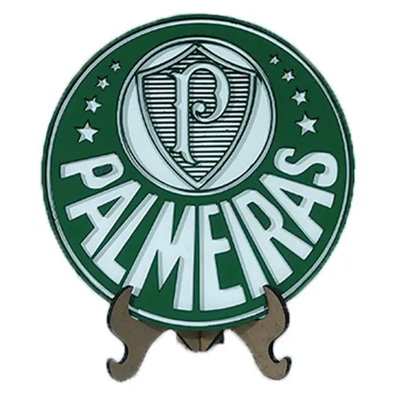 Escudo Palmeiras em MDF Alto Relevo Decoração em Miniatura Brasil Futebol