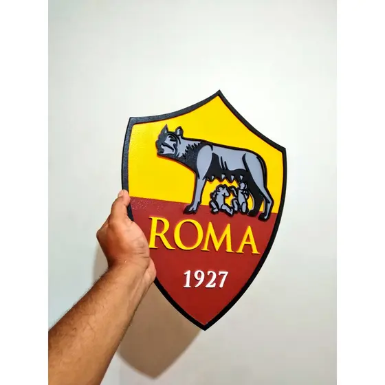 Escudo AS Roma FC No Tamanho Grande em Alto Relevo