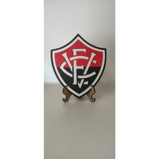 Escudo Vitória FC em MDF Alto Relevo Decoração em Miniatura Brasil Futebol