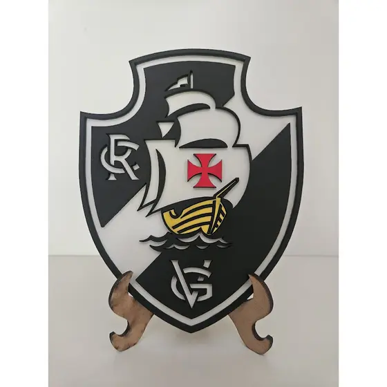 Escudo Vasco em MDF Alto Relevo Decoração em Miniatura Brasil Futebol