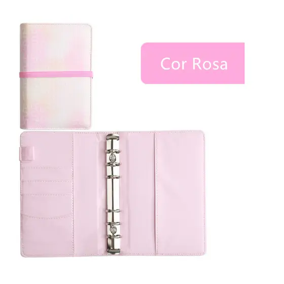 Agenda Planner Caderno Fichario A6 com Fecho Elástico (Cor Rosa)
