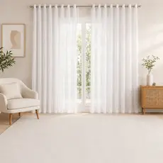 Cortina Voal Branco e Palha 6.00 X 2.30 metros Sala Quarto Escritório Cortina Transparente Com Ilhos