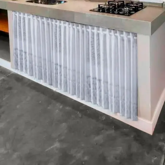 Cortina PIA de Cozinha Renda Tulipa Branca lisa 0,80 x 3,00m Decoração