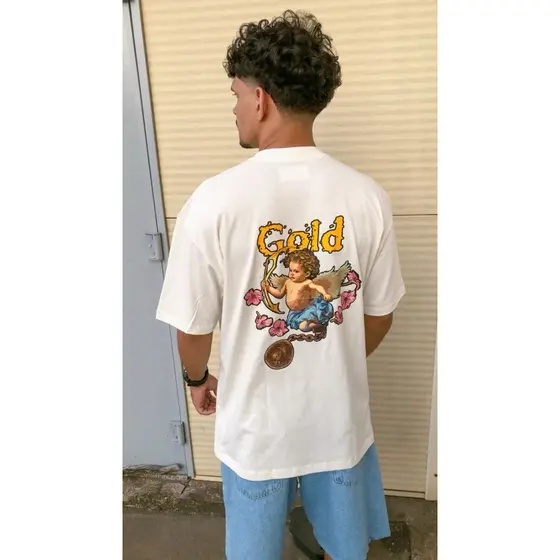 CAMISETA STREETWEAR OVERSIZED GOLD QUERUBIN 100% ORIGINAL MARCA NACIONAL