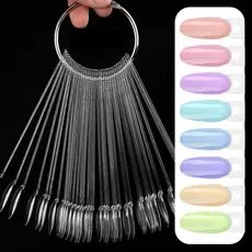 50 Pçs Mostruario De Unhas Display De Esmaltes Formas de Ballerina,Stiletto,Reta,Redonda Trasnparente/Bege Extra Longo